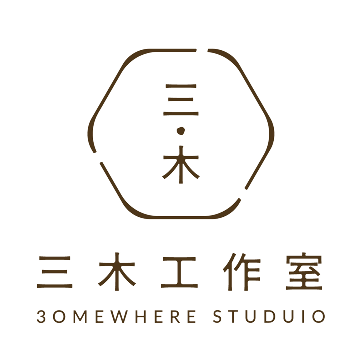 3omewhere Studio bilingual logo in warm brown